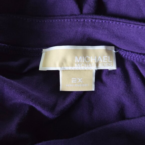 MICHAEL KORS Purple V-neck Top 2X - Picture 3 of 4